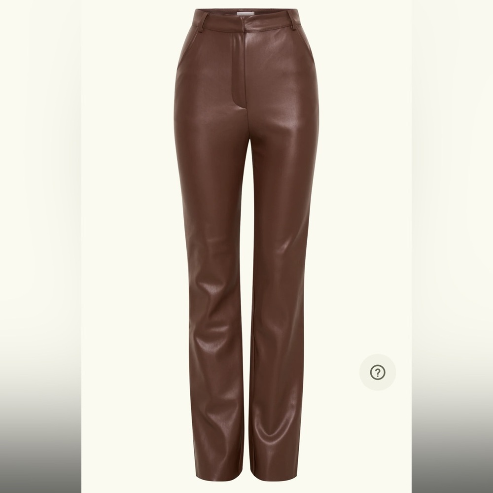 MESHKI: Tyra Straight Leg Faux Leather Pants - Cherry Chocolate 🍒🍫 - Picture 6 of 9